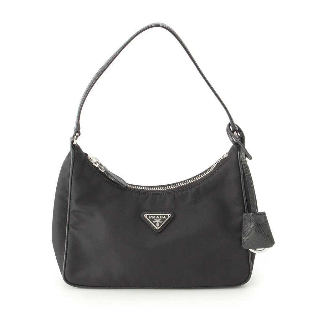 Prada Re Edition Leather Tessuto Hand Shoulder Bag Black